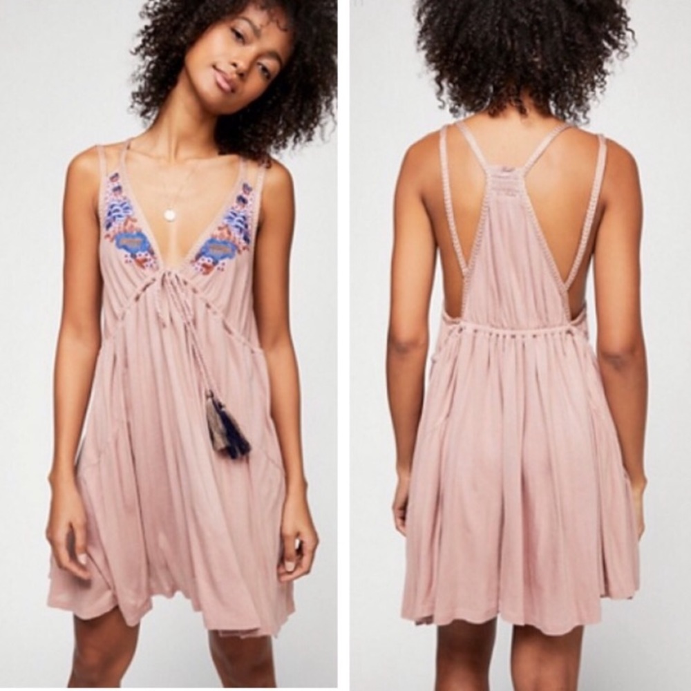 Free People Lovers Cove Embroidered Mini Dress